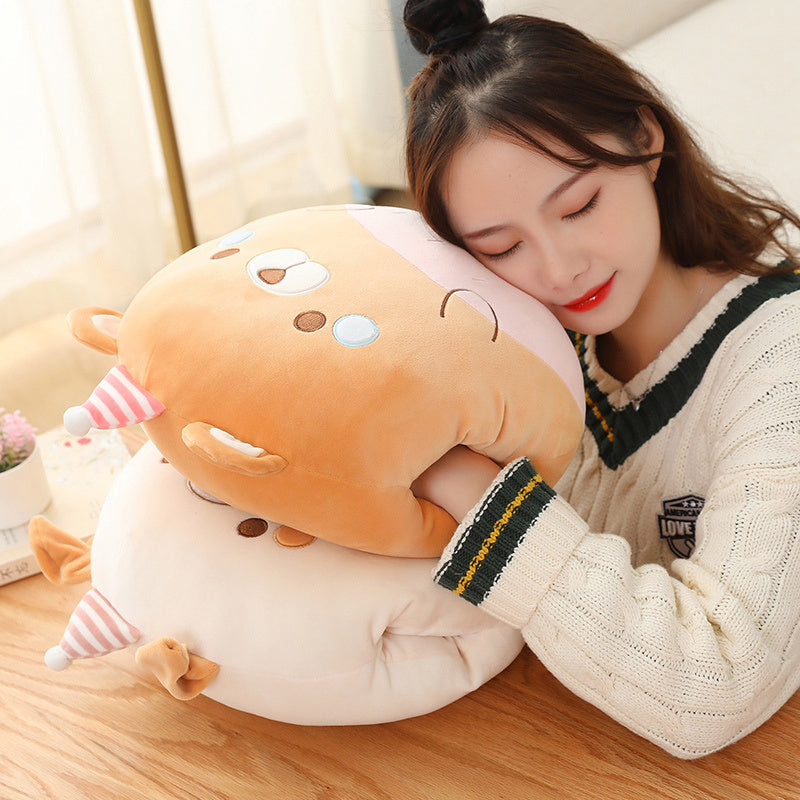 35cm Cartoon Dinosaur Pig Bear Penguin Hands Warm Pillow Down Cotton