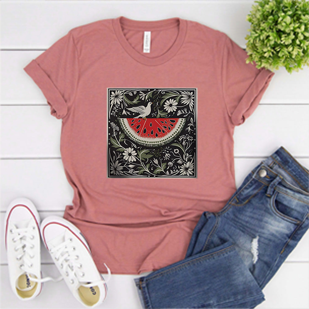 Women's Vintage Watermelon Short Sleeve Shirt