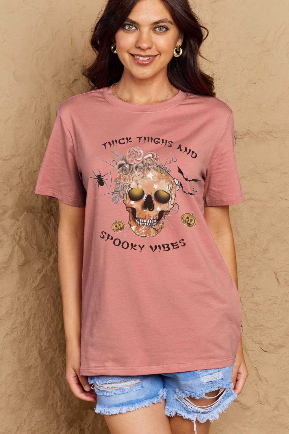 Simply Love Full Size THICK THIGHS AND SPOOKY VIBES Graphic Cotton T-Shirt