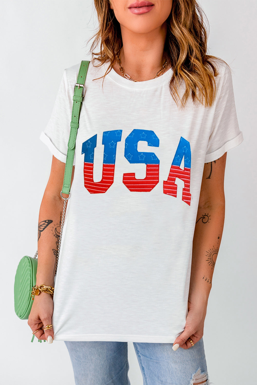 USA Round Neck Short Sleeve T-Shirt