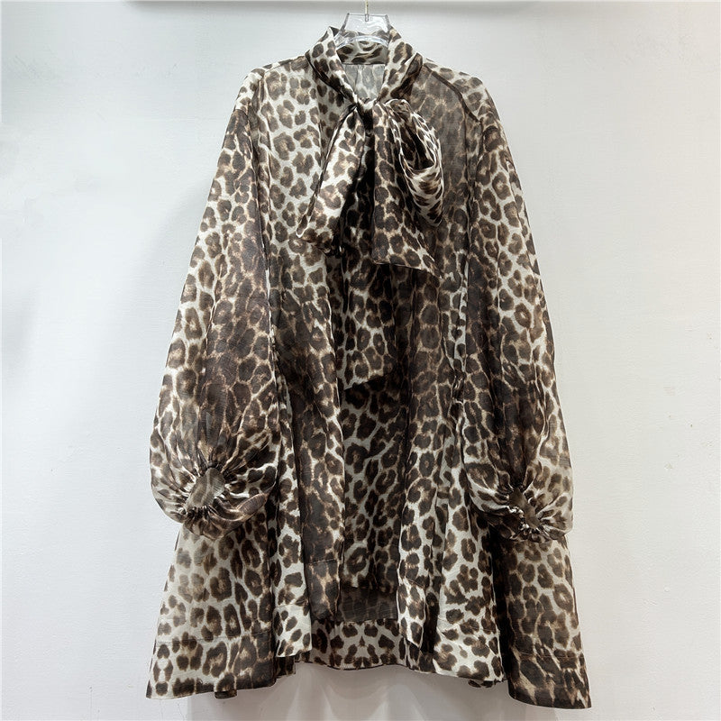 Western Leopard Print Loose And Irregular Design Skirt