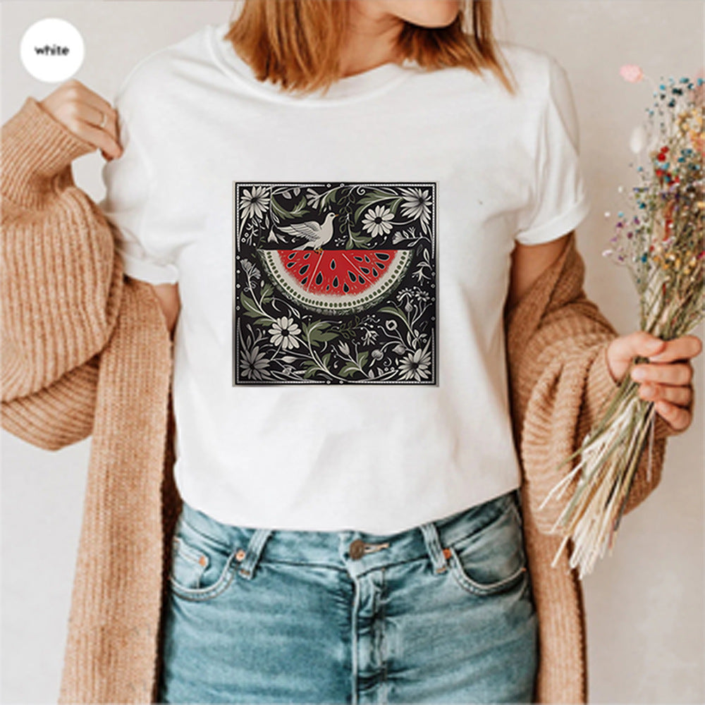 Women's Vintage Watermelon Short Sleeve Shirt