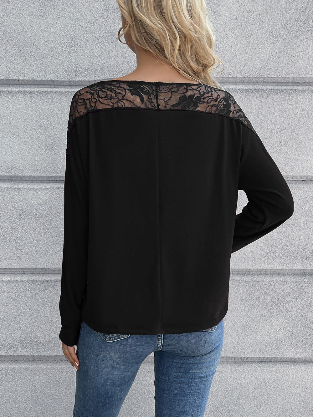 Ivy Lane Lace Long Sleeve Round Neck Tee