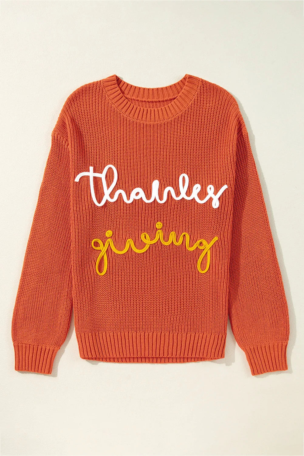 THANKSGIVING Round Neck Long Sleeve Sweater