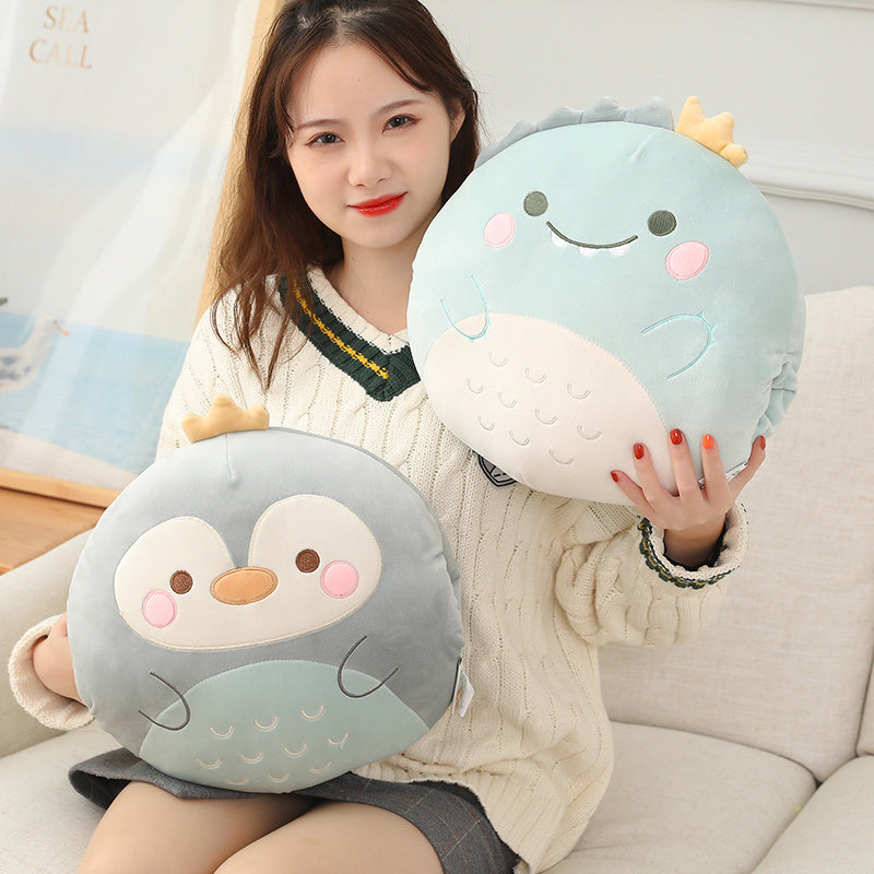 35cm Cartoon Dinosaur Pig Bear Penguin Hands Warm Pillow Down Cotton