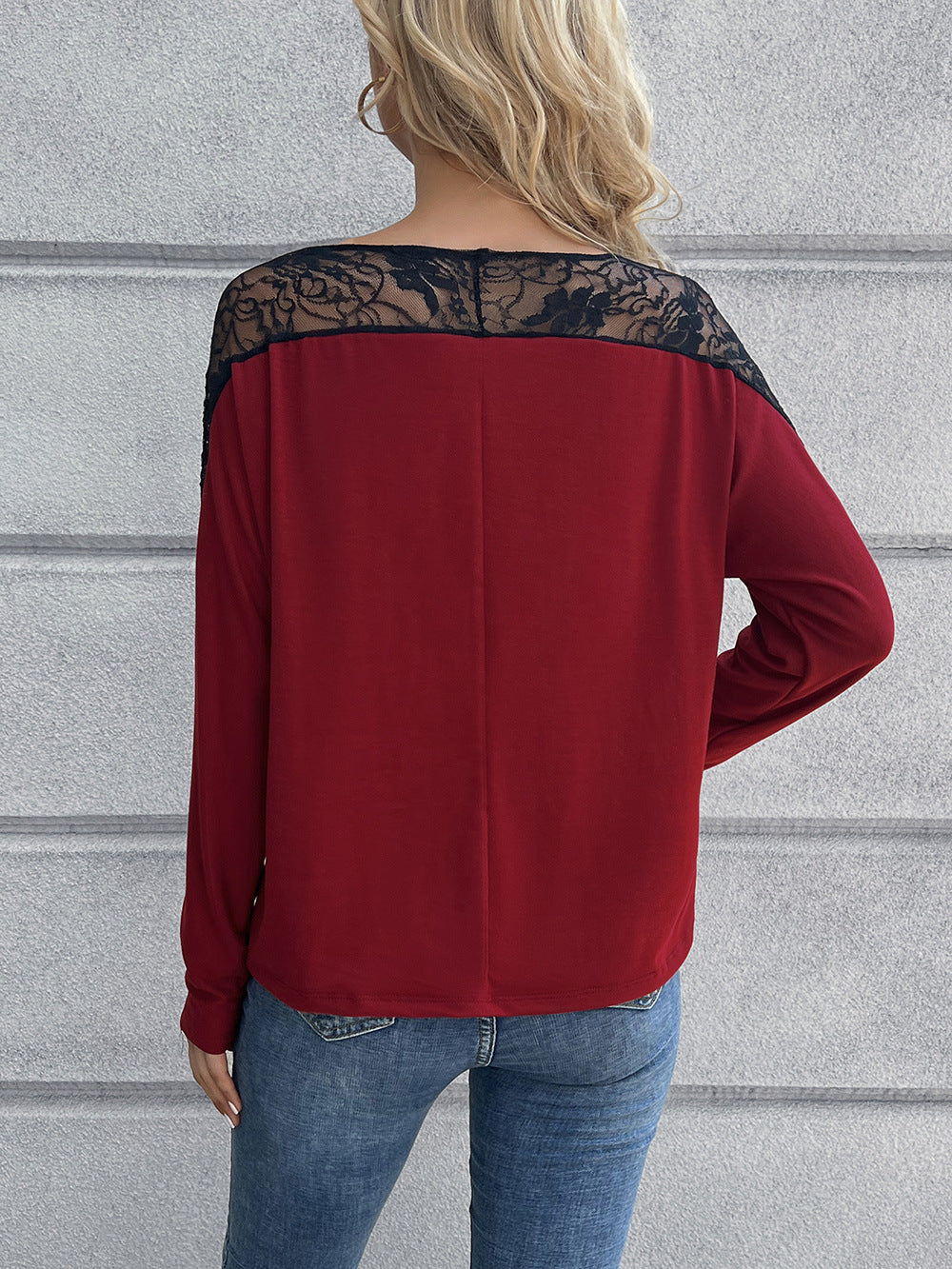 Ivy Lane Lace Long Sleeve Round Neck Tee