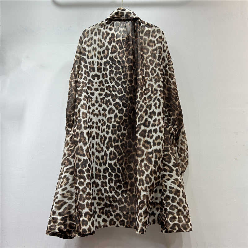 Western Leopard Print Loose And Irregular Design Skirt