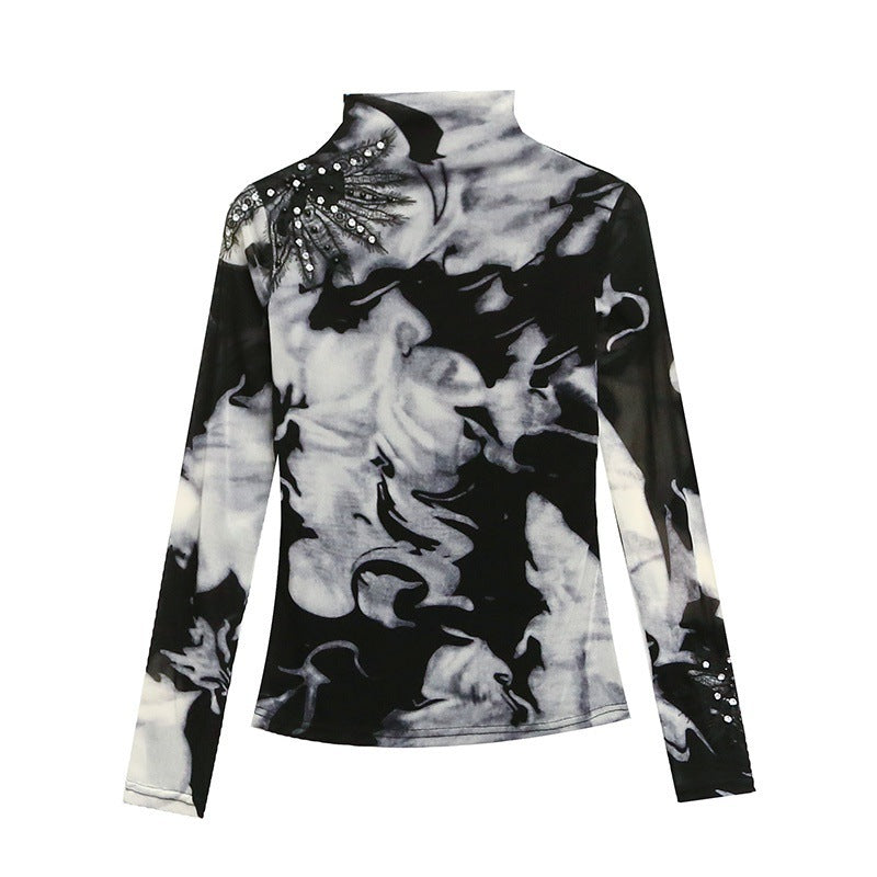 Tie-dyed Ink Painting Long-sleeved Bottoming Shirt